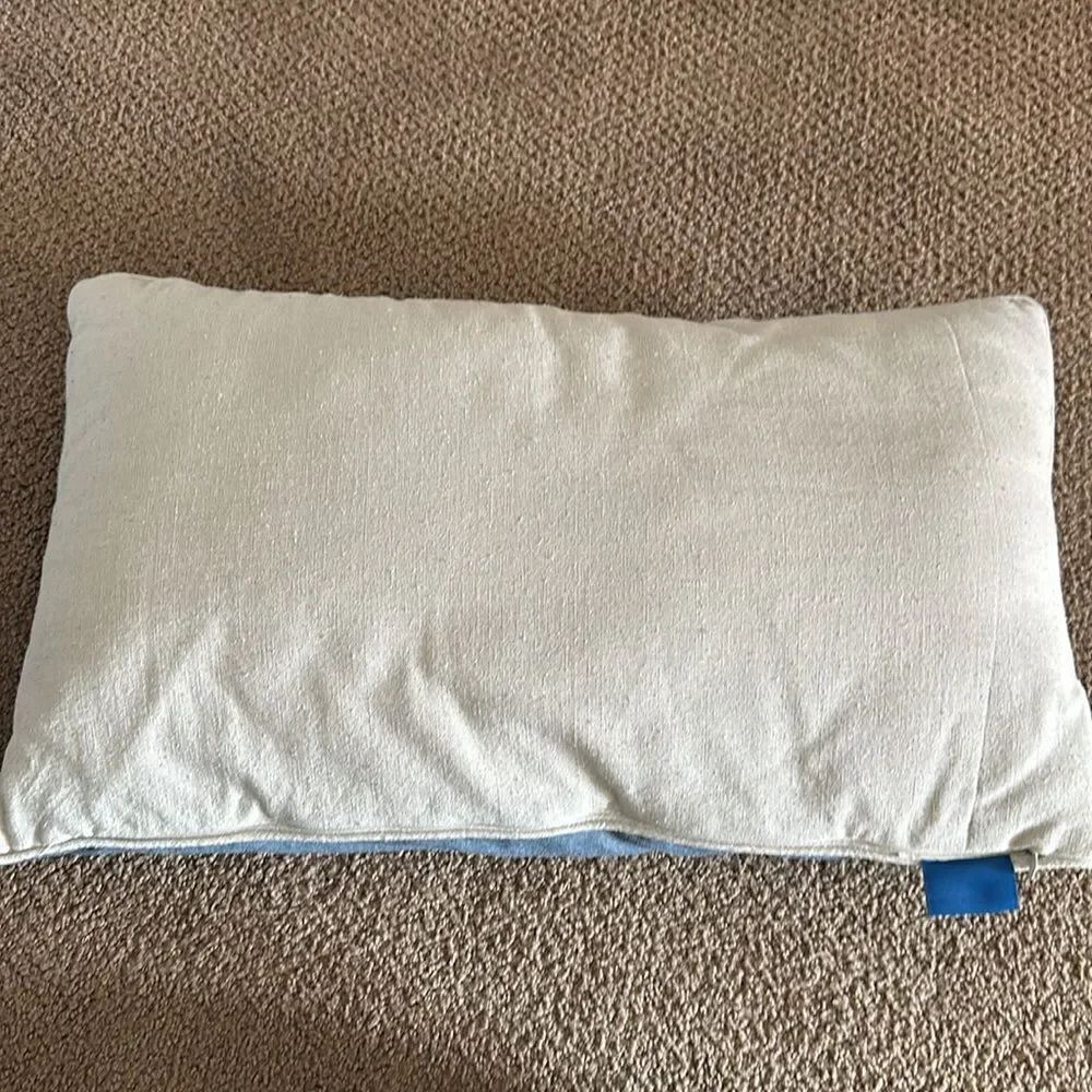 Max Studio Set of 2 Flag Design Throw Pillows Blue Silver Ivory Size 23” x 13”